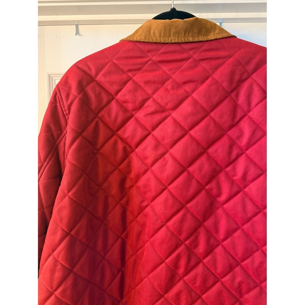 Orvis Quilted Barn Chore Jacket Red Faux Suede Collar Paisley Lined - Picture 7 of 10